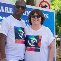Julicare team members in branded shirts
