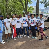 Volunteer team gathered in the park